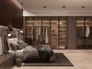 stylish,dark,brown,bedroom,interior,with,master,bed,,wardrobe,with stylish,dark,brown,bedroom,interior,with,master,bed,,wardrobe,with